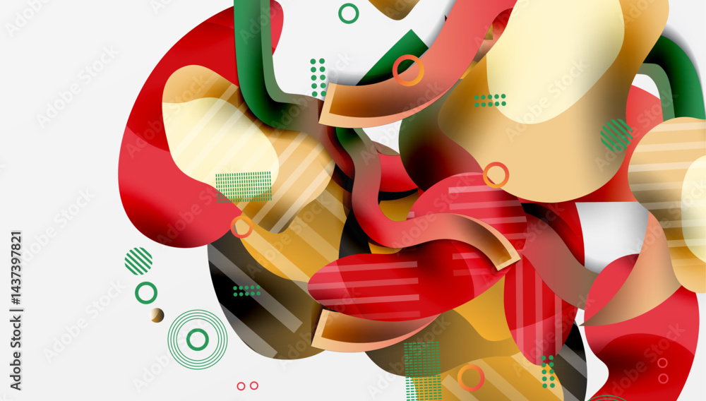 Fototapete Abstract composition. Overlapping shapes, vibrant colors, dynamic flow. Modern design elements create visual interest.