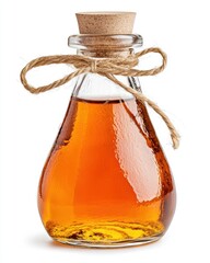 Amber Liquid in Glass Bottle with Cork and Twine