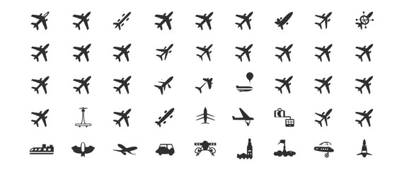 Icon sheet, simple shapes, Airplane icons