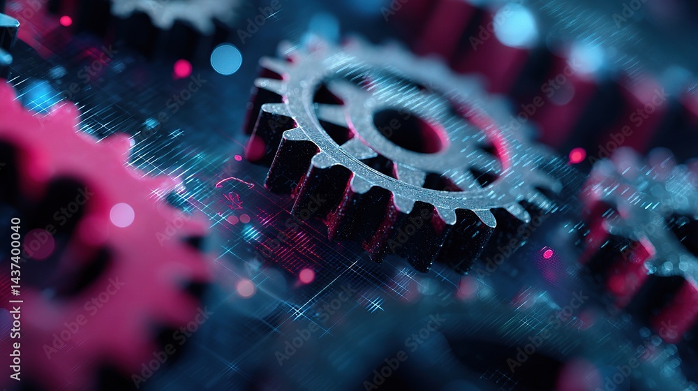 Aufkleber abstract technology background with turning gears in motion
