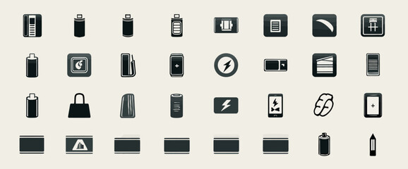 Icon sheet, simple shapes, Battery icons