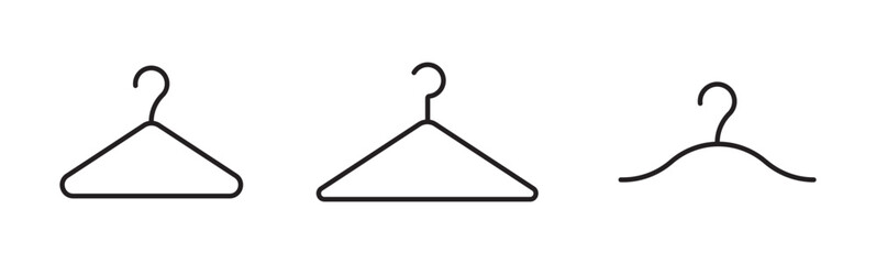 Vector Design Clothes Hanger Icon Style. towel hanger vector icon set. Cloth hanger icon set, Hanger for cloakroom or closet. Hang for coat, shirt or suit, towel. Hook sale logo. scarf on hanger 