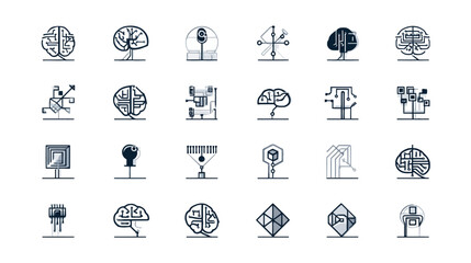 Icon sheet, simple shapes, Brain Circuit icons