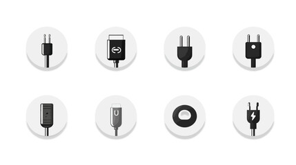Icon sheet, simple shapes, Charging Cable icons