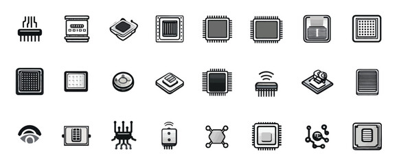 Icon sheet, simple shapes, Computer Chip icons