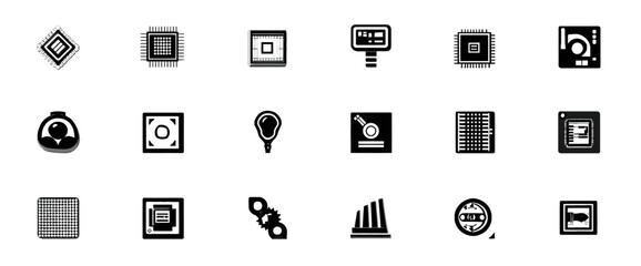 Icon sheet, simple shapes, Computer Chip icons