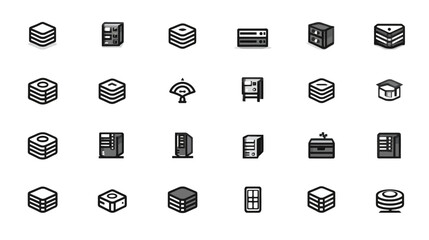 Icon sheet, simple shapes, Data Server icons