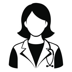 Isolated Icon Silhouette Doctor Wearing a Lab Coat with Stethoscope