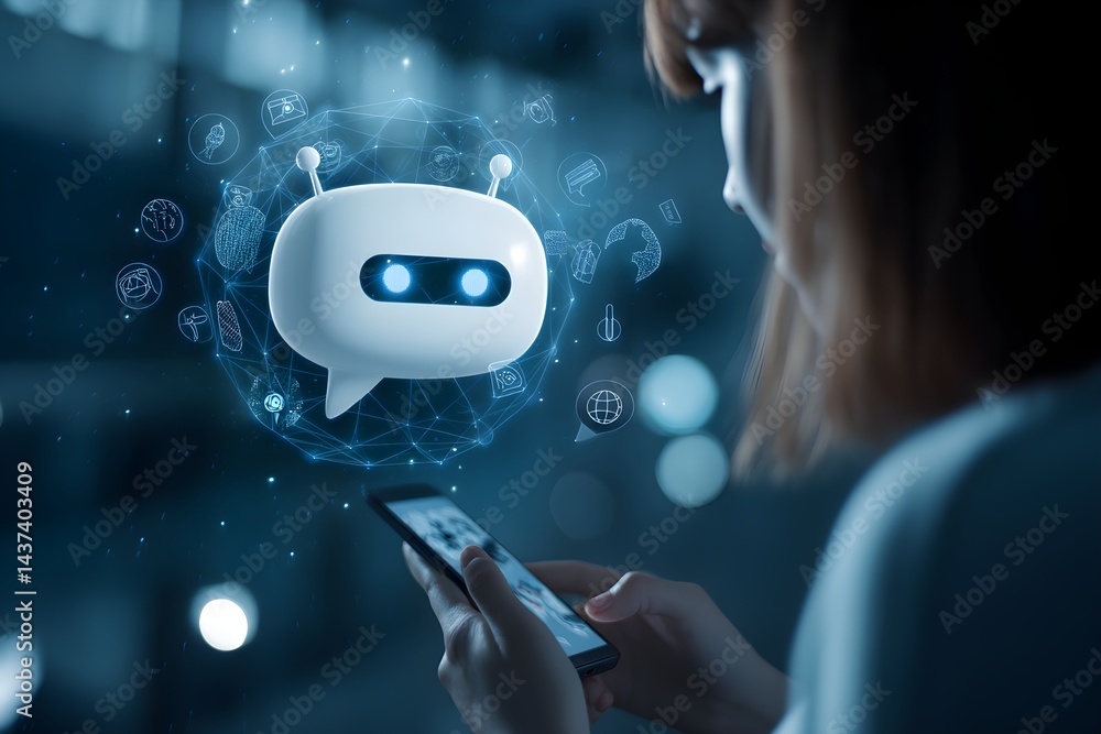 Poster digital chatbots are used by customers access to data and information in online networks, service ap