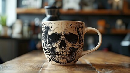 Coffee Cup and Skull Design  