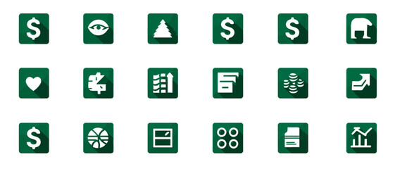 Icon sheet, simple shapes, Dollar Sign icons