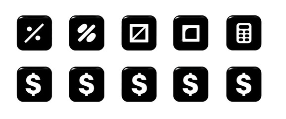 Icon sheet, simple shapes, Dollar Sign icons