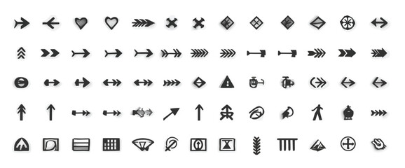 Icon sheet, simple shapes, Download Arrow icons