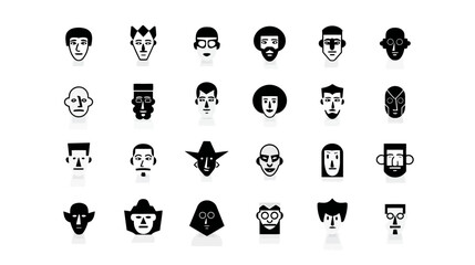 Icon sheet, simple shapes, Facial Recognition icons