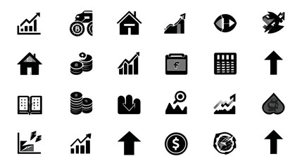 Icon sheet, simple shapes, Financial Growth Arrow icons