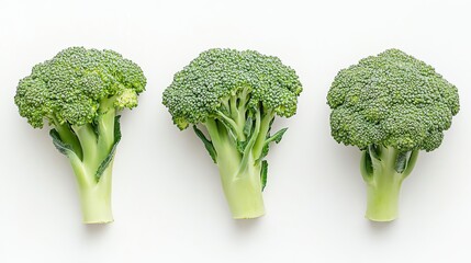 Brocolli in a white background top view
