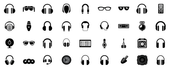 Icon sheet, simple shapes, Headphones icons