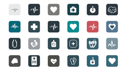 Icon sheet, simple shapes, Health App Heartbeat icons