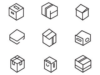 Packing Box art icon minimal line drawing design