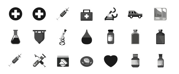 Icon sheet, simple shapes, Hospital icons