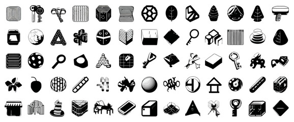 Icon sheet, simple shapes, Key icons