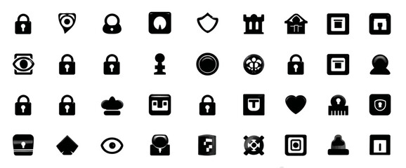 Icon sheet, simple shapes, Lock icons