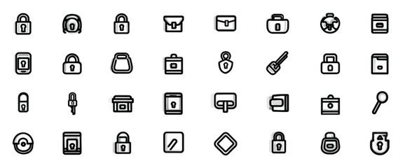 Icon sheet, simple shapes, Lock icons