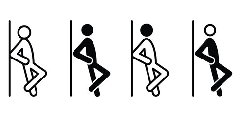 Person Leaning Against a Wall Black and White Icon Set Vector Design