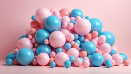 A vibrant pile of colorful balloons stacked haphazardly on top of one another, showcasing a mix of bright hues like red, blue, yellow, and green.
