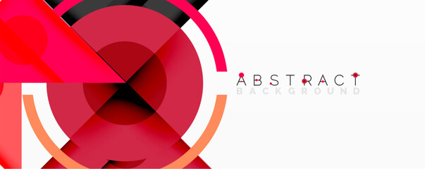 Abstract geometric shapes overlap, creating vibrant red, black, orange design. Minimalist style, modern aesthetic. Clean background.