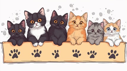 Obraz premium Cute Cartoon Kitten with Big Sparkling Eyes and Playful Expression