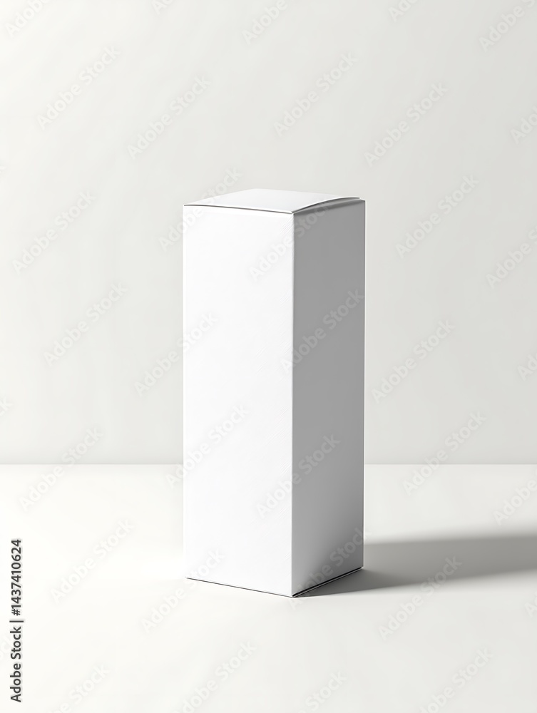 Poster minimalist white box on white background with soft shadow and clean lines