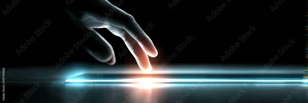 Fototapete touchless payment system activates with hand scan during digital transaction in modern environment