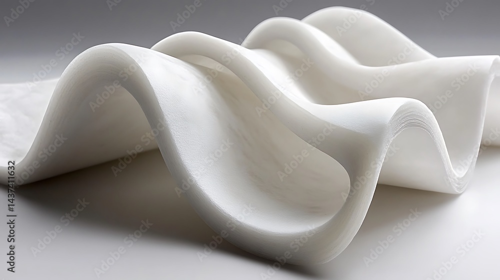 Poster minimalist wave form, abstract background with undulating curves and soft lighting