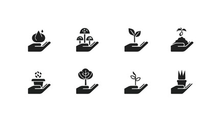 Icon sheet, simple shapes, Plant in Hand icons