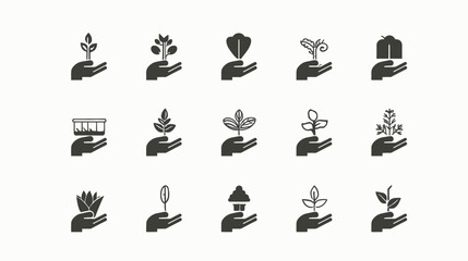 Icon sheet, simple shapes, Plant in Hand icons