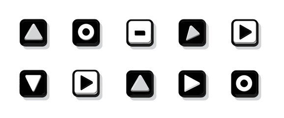 Icon sheet, simple shapes, Play Button icons