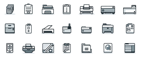 Icon sheet, simple shapes, Printer icons
