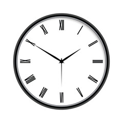 Wall Clock Showing 01.50 O'clock in roman digits on White Surface black hands and black outer body Perfect for Time Management and Scheduling Concepts vector illustration isolated on white background