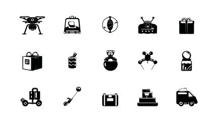 Icon sheet, simple shapes, Robotic Drone Delivery icons