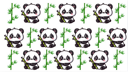Obraz premium panda bear cartoon set