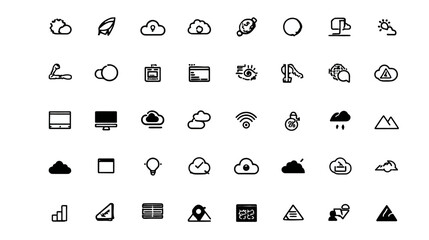 Icon sheet, simple shapes, SaaS Cloud icons