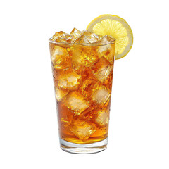 Chilled iced tea png lemon iced beverage png summer refreshment png cold glass tea png 3d tea drink png transparent background image