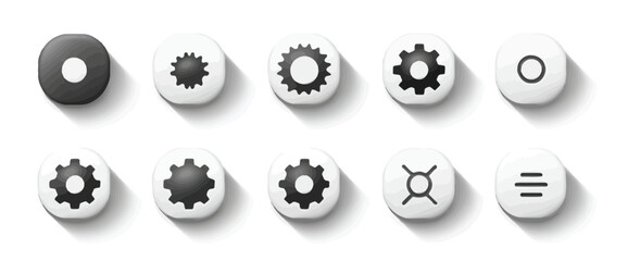 Icon sheet, simple shapes, Settings Gear icons