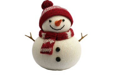 Cheerful holiday snowman created in 3D and shown clearly isolated on a white background