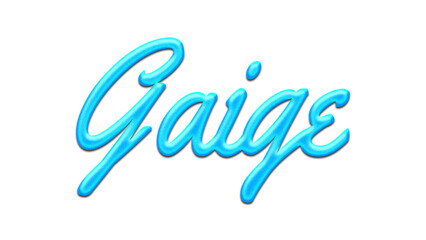 Glowing blue effect of name Gaige on white background.