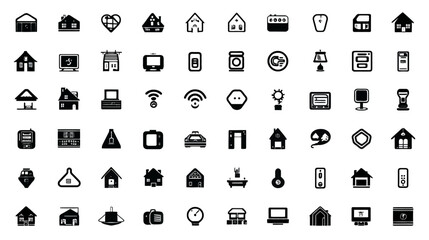 Icon sheet, simple shapes, Smart Home icons