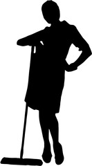 silhouette of a housework assistant