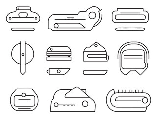 Paper Cutter line art icon abstract vector illustration