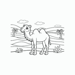 Camel Coloring Page – Fun and Playful Line Drawing for Kids.